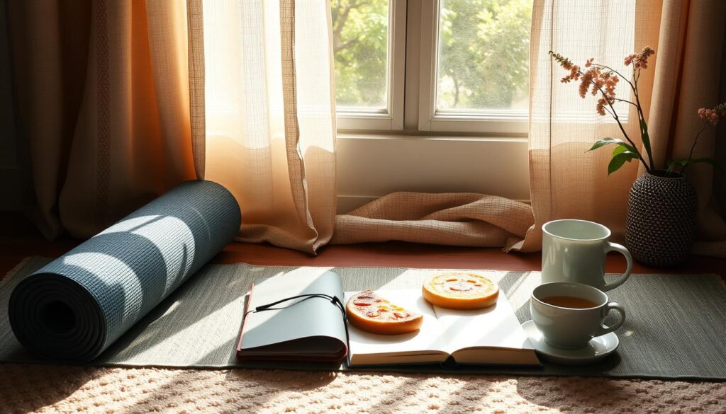 Person enjoying personalized morning routine elements Person enjoying personalized morning routine elements