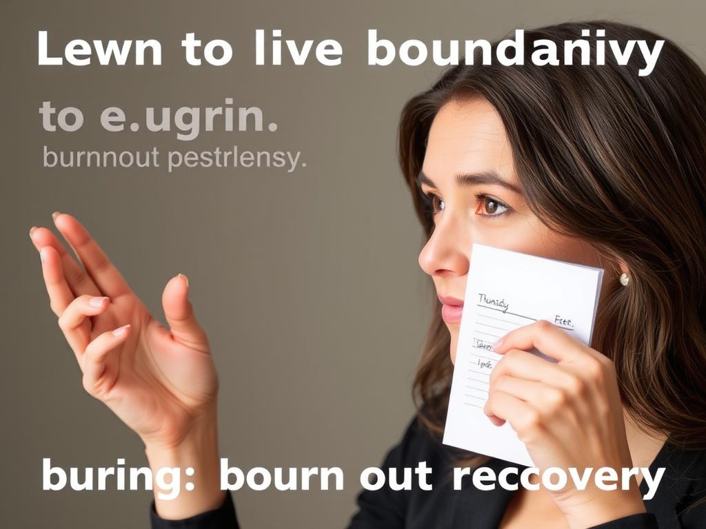 Person setting boundaries as part of burnout recovery Person setting boundaries as part of burnout recovery