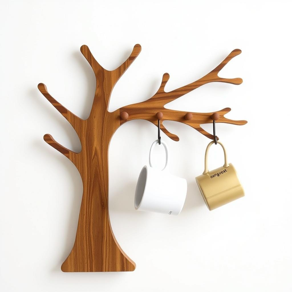 Rustic wooden mug rack tree for farmhouse coffee bar Rustic wooden mug rack tree for farmhouse coffee bar