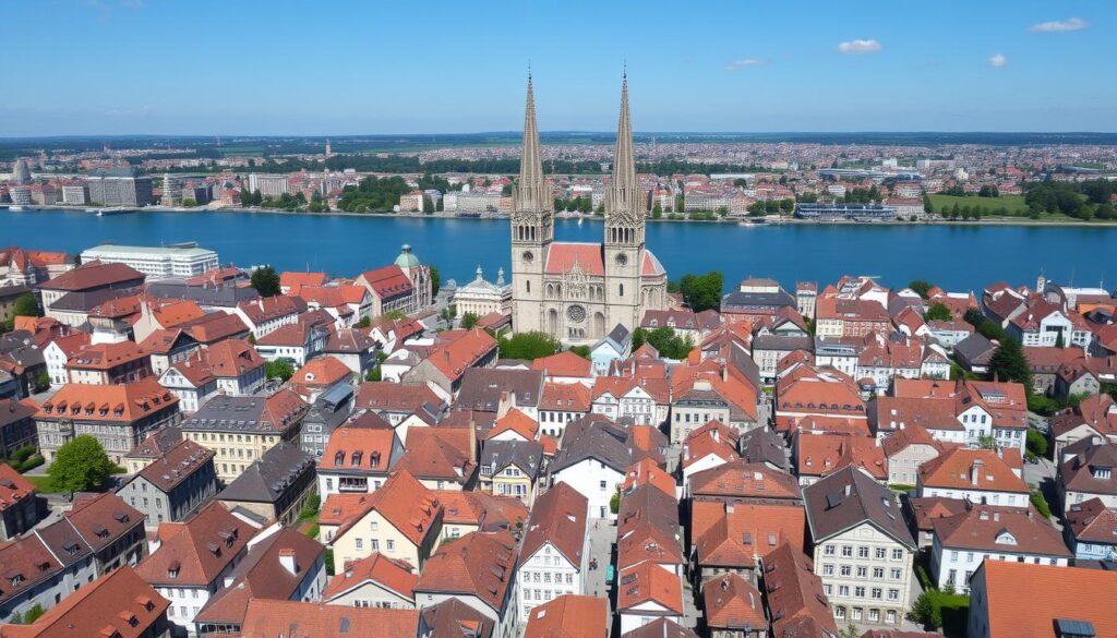 Zurich old town with the Grossmünster church towers and Limmat river - 7-day Switzerland itinerary Zurich old town with the Grossmünster church towers and Limmat river - 7-day Switzerland itinerary