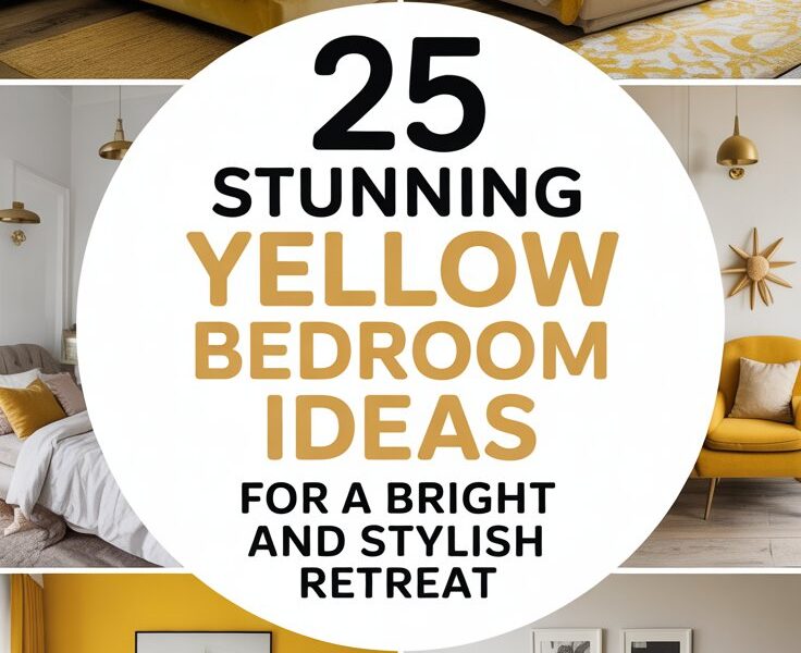 A collage of yellow bedrooms